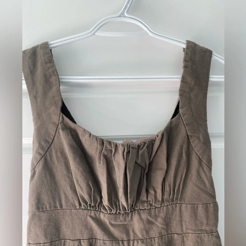 Sleeveless Brown Midi Dress Size 6 Fairy Peasant Prairie Cottagecore - Picture 3 of 8